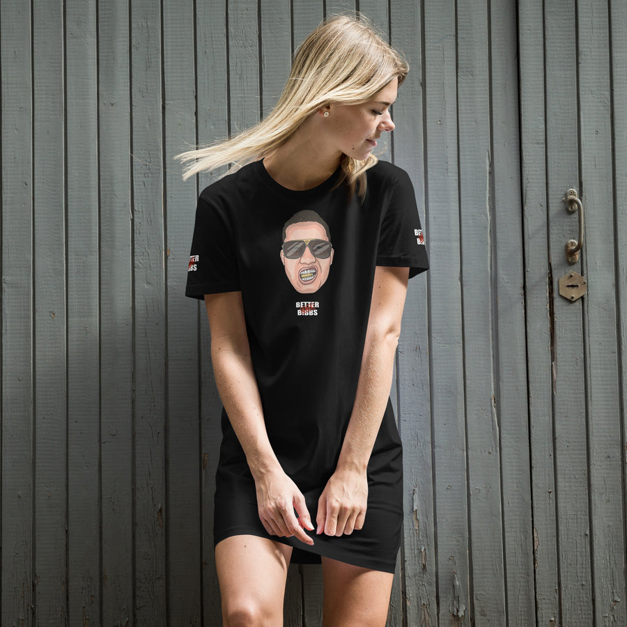 T-Shirt-Kleid aus organischer Baumwolle "Bibbs Face Stamp"