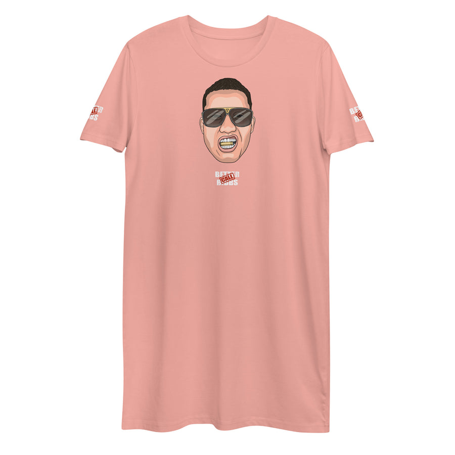 T-Shirt-Kleid aus organischer Baumwolle "Bibbs Face Stamp"