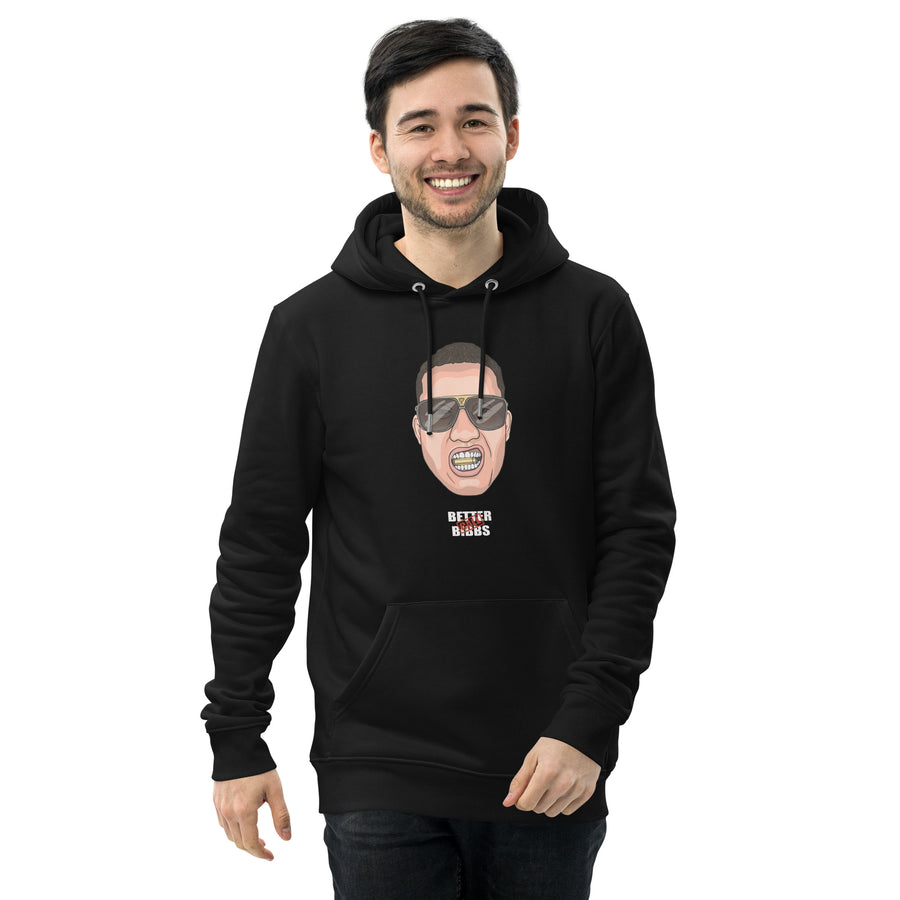 Umweltfreundlicher Unisex-Kapuzenpullover "Bibbs Face Stamp" Weiß