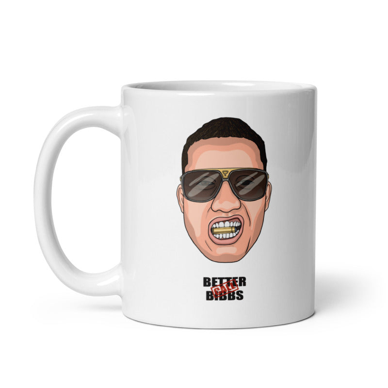 Weiße Tasse Bibbs Face Stamp