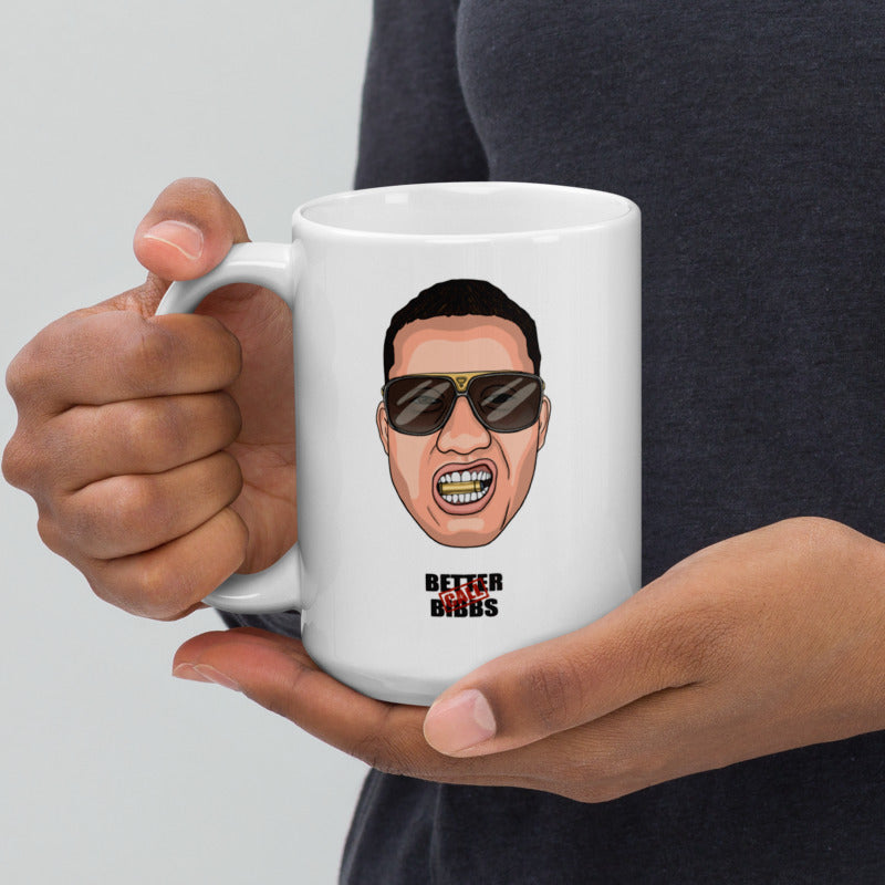 Weiße Tasse Bibbs Face Stamp
