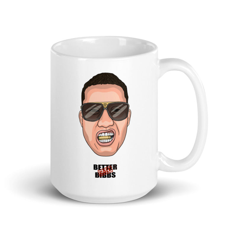 Weiße Tasse Bibbs Face Stamp